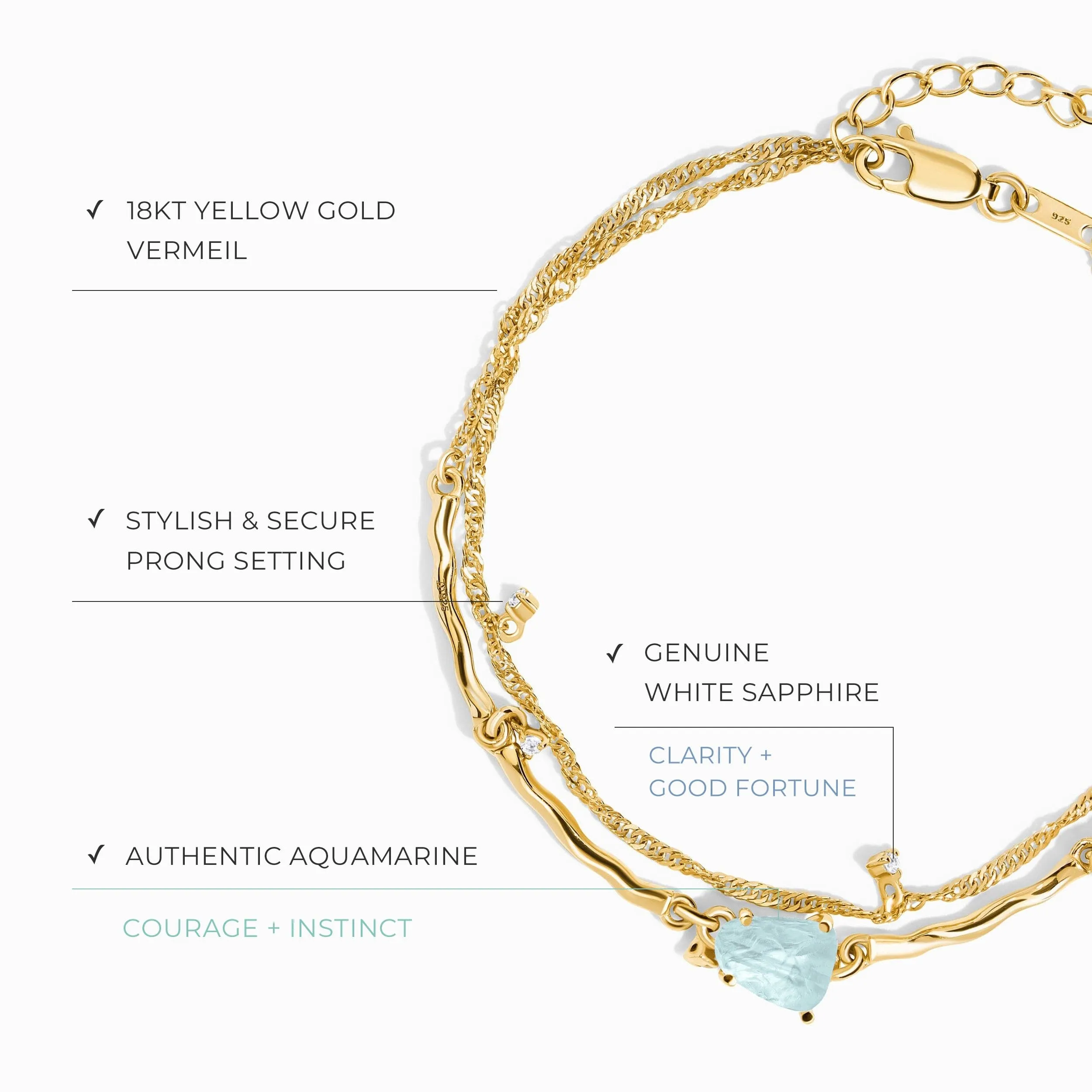 Raw Crystal Bracelet - Flow Aquamarine