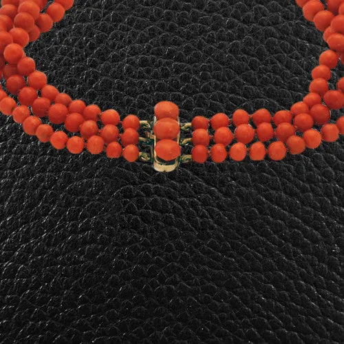 Red Coral Bead Estate Necklace