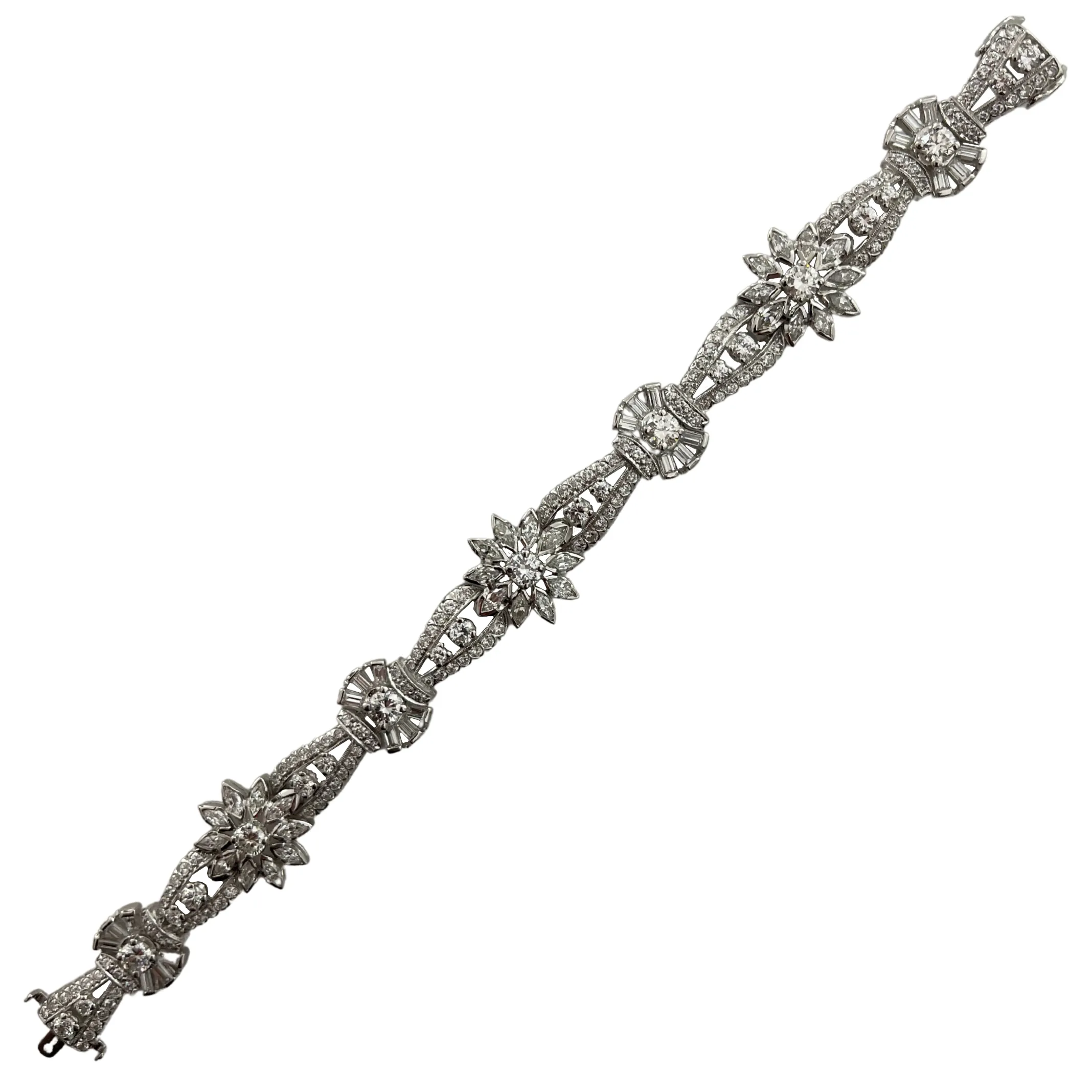 Retro 8.43ct Diamond Platinum Bracelet