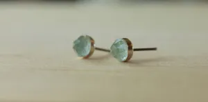 Rose Cut Sky Blue Topaz Bezel Gemstones, Large (Niobium or Titanium Stud Earrings)