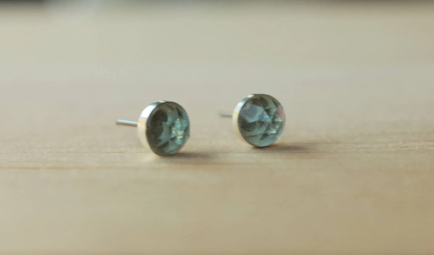 Rose Cut Sky Blue Topaz Bezel Gemstones, Large (Niobium or Titanium Stud Earrings)
