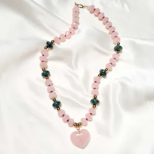 Rose Quartz and Jade Necklace