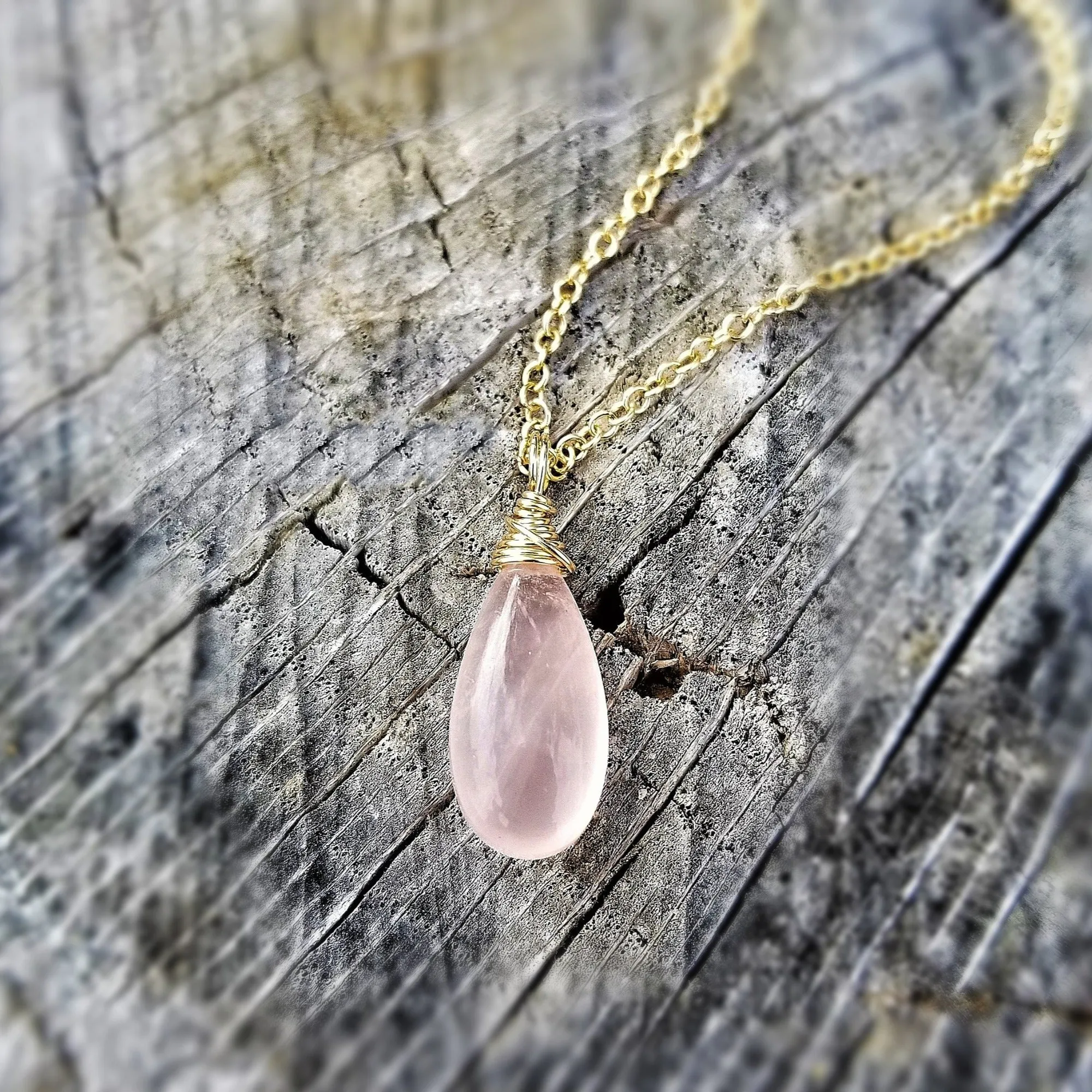Rose Quartz Drop Necklace