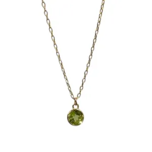Round Peridot Bezel Necklace