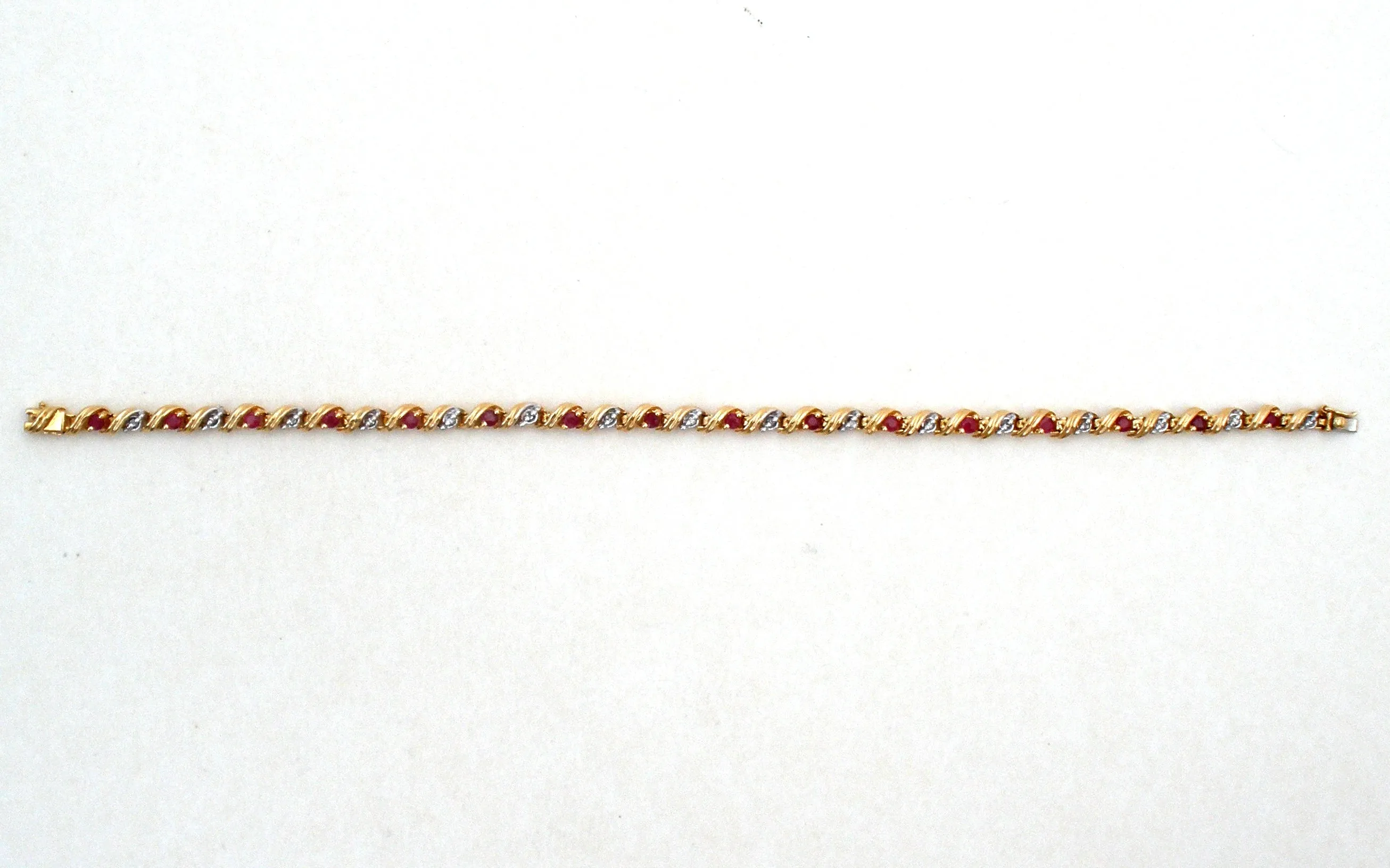 Ruby & Diamond Bracelet 10K Gold Vintage