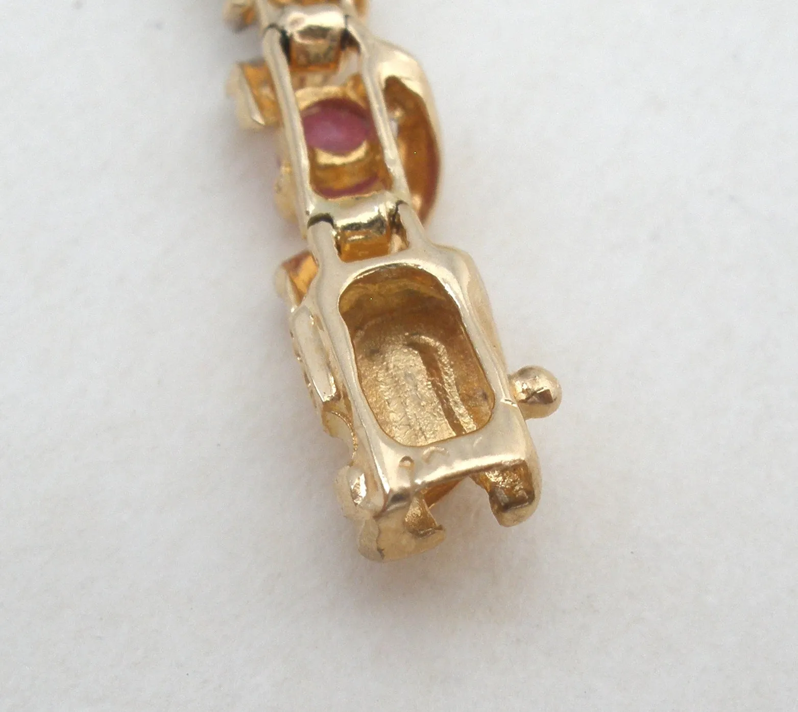Ruby & Diamond Bracelet 10K Gold Vintage