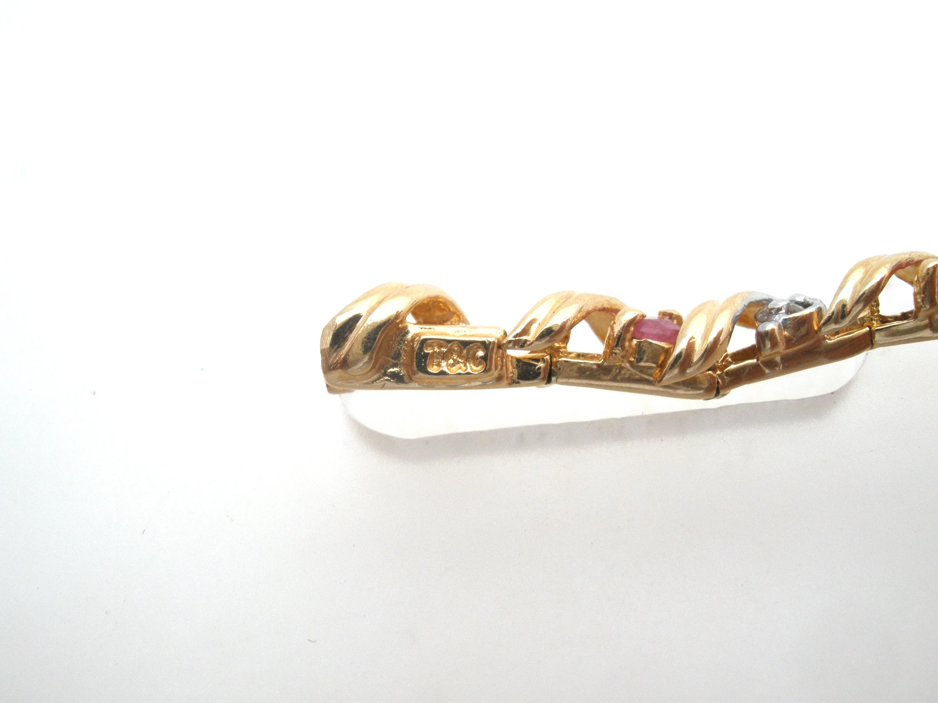 Ruby & Diamond Bracelet 10K Gold Vintage