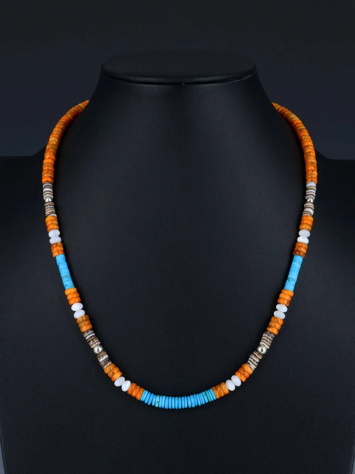 Santo Domingo Single Strand Apple Coral and Turquoise Necklace
