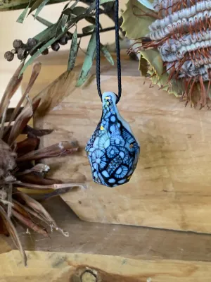 ‘Sea foam’ blue and white porcelain pendant