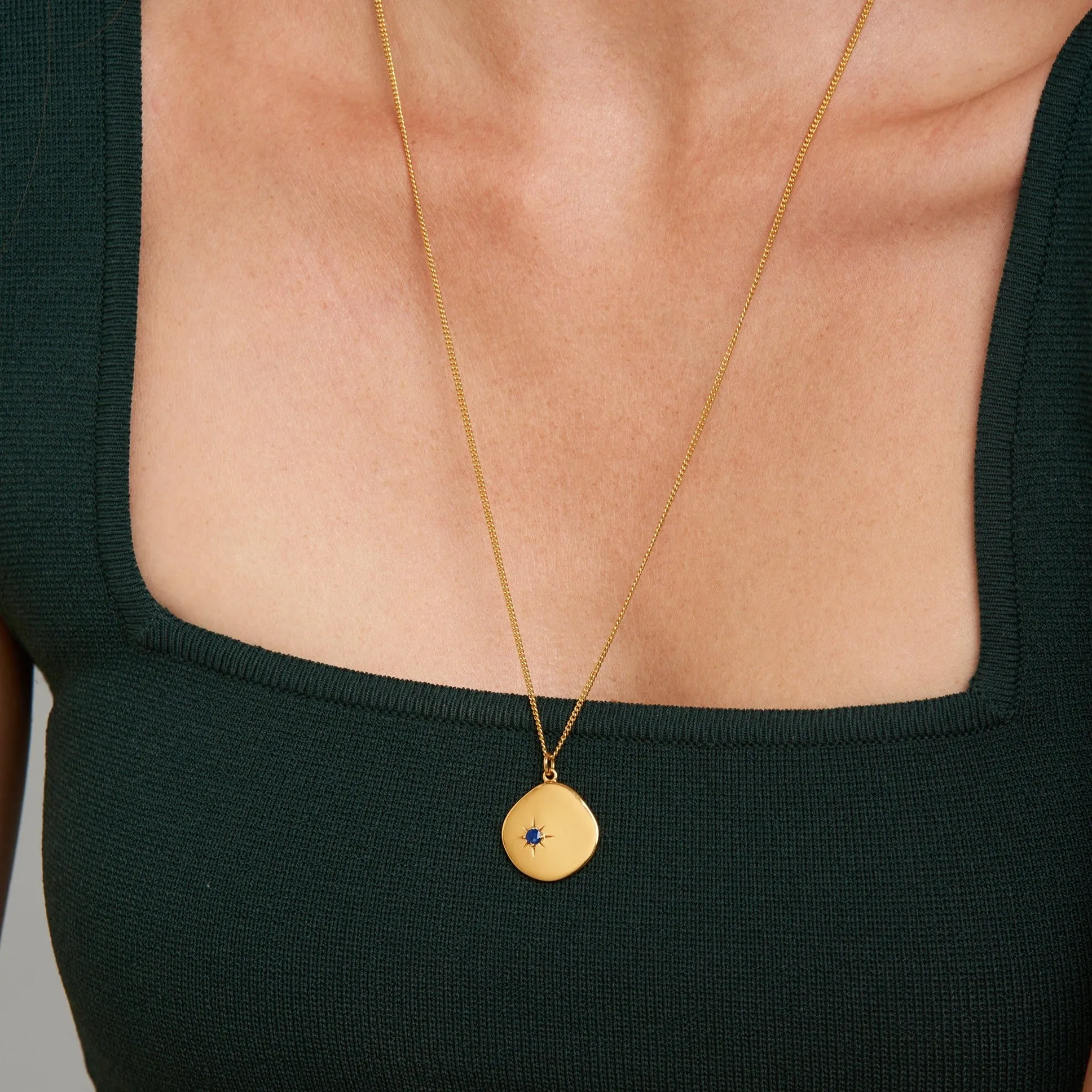 September Birthstone Necklace - 18 karat gold vermeil on sterling silver, lapis lazuli
