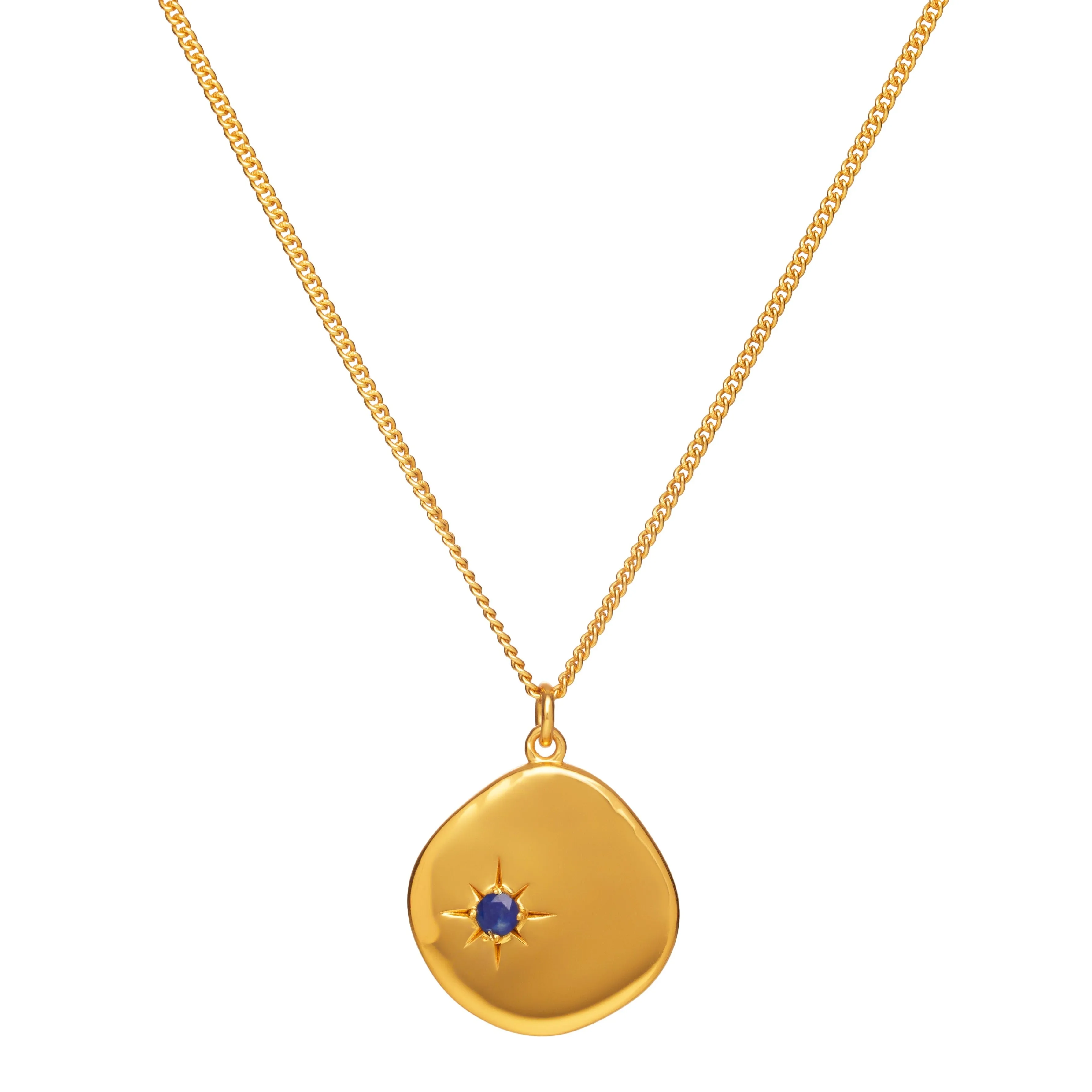 September Birthstone Necklace - 18 karat gold vermeil on sterling silver, lapis lazuli