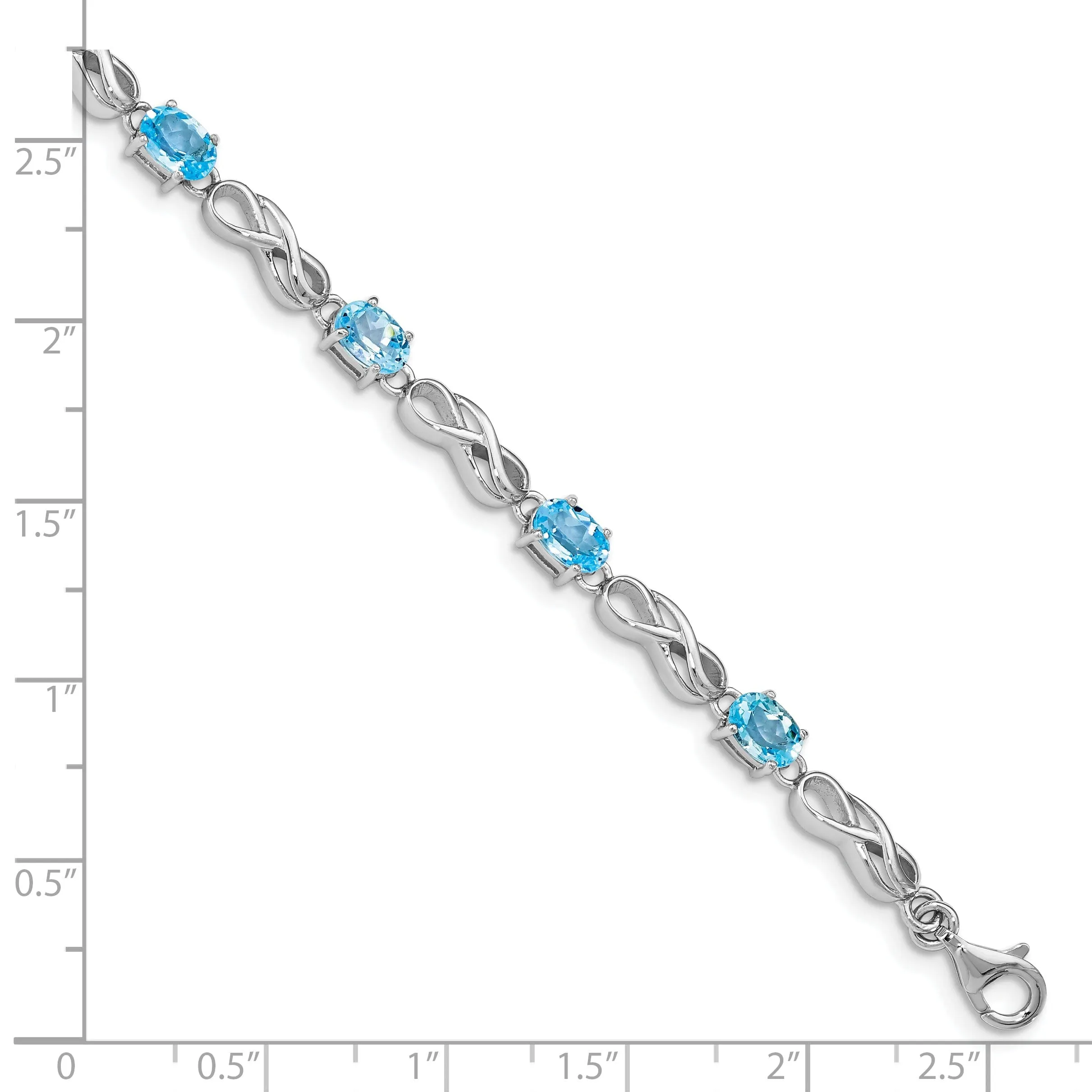 Silver Blue Topaz Gemstone Figure 8 Bracelet