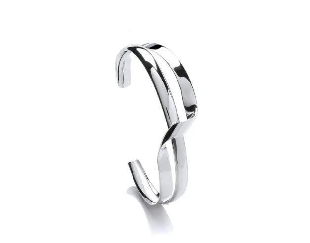 Silver Chunky Double Twist Bangle