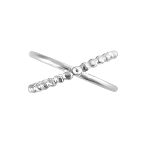 Silver Cross band Dot Plain Ring