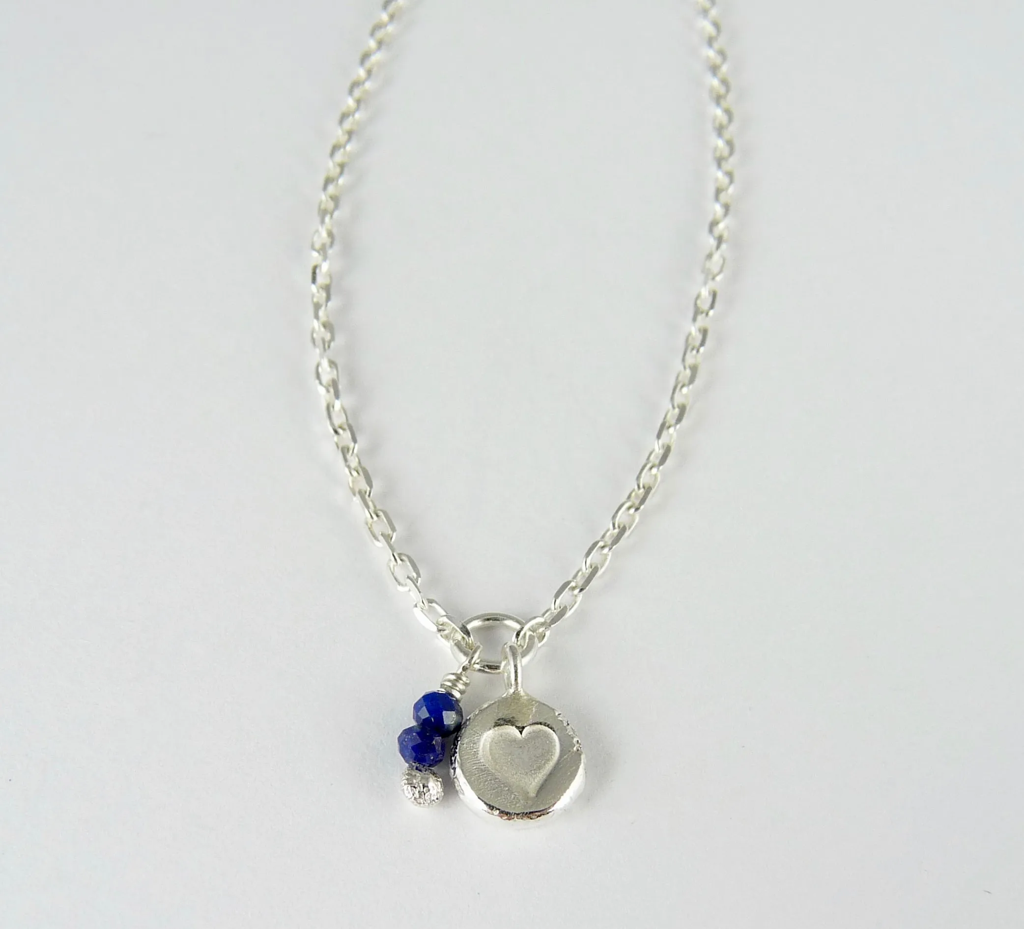 Silver Heart Stamp Gemstone Bracelet