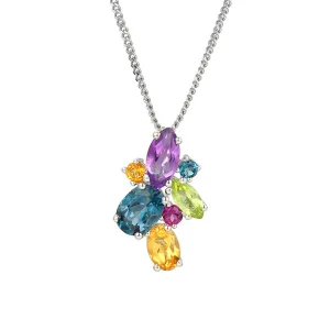 Silver Multi Gem Necklace