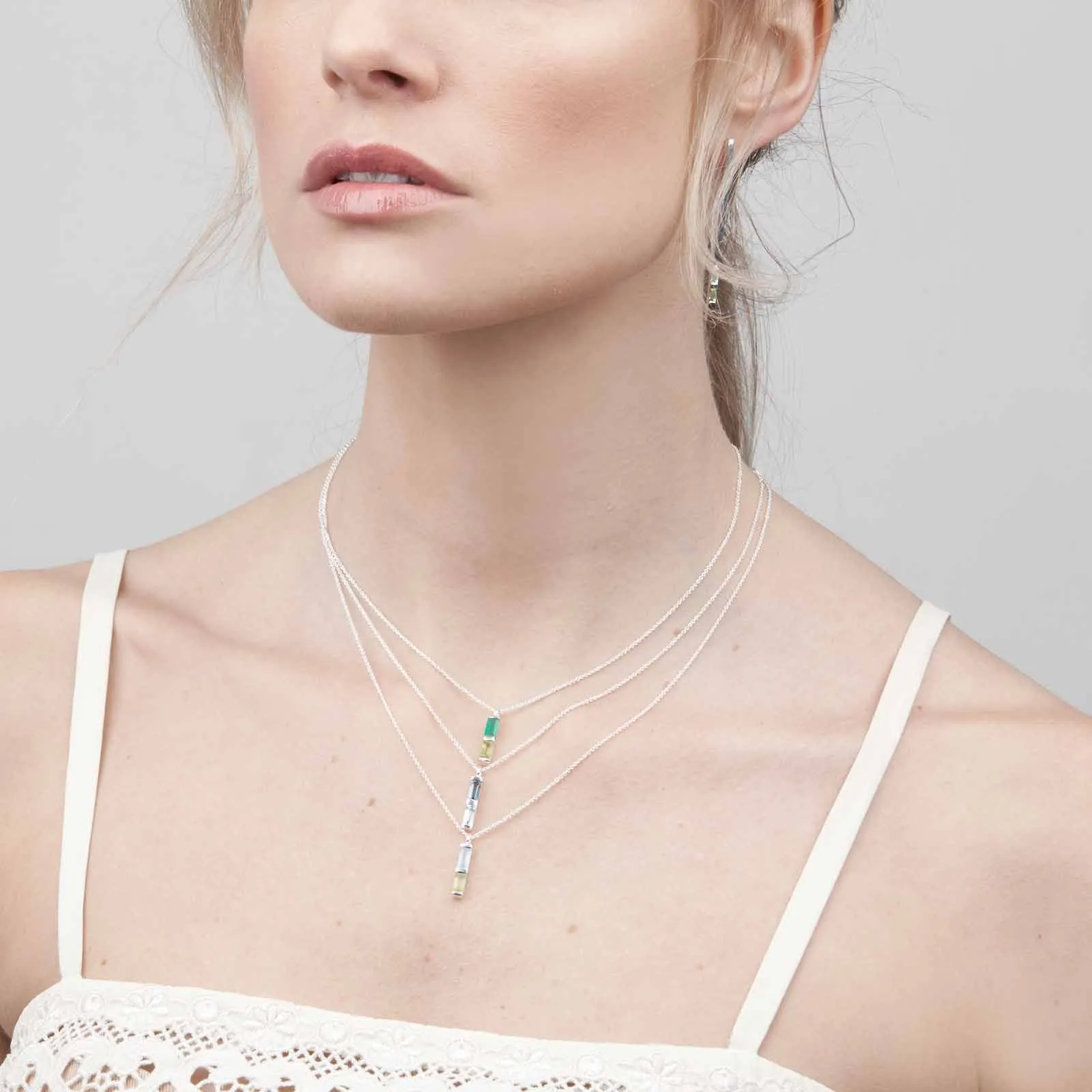 Silver Necklace Blue Topaz Anais