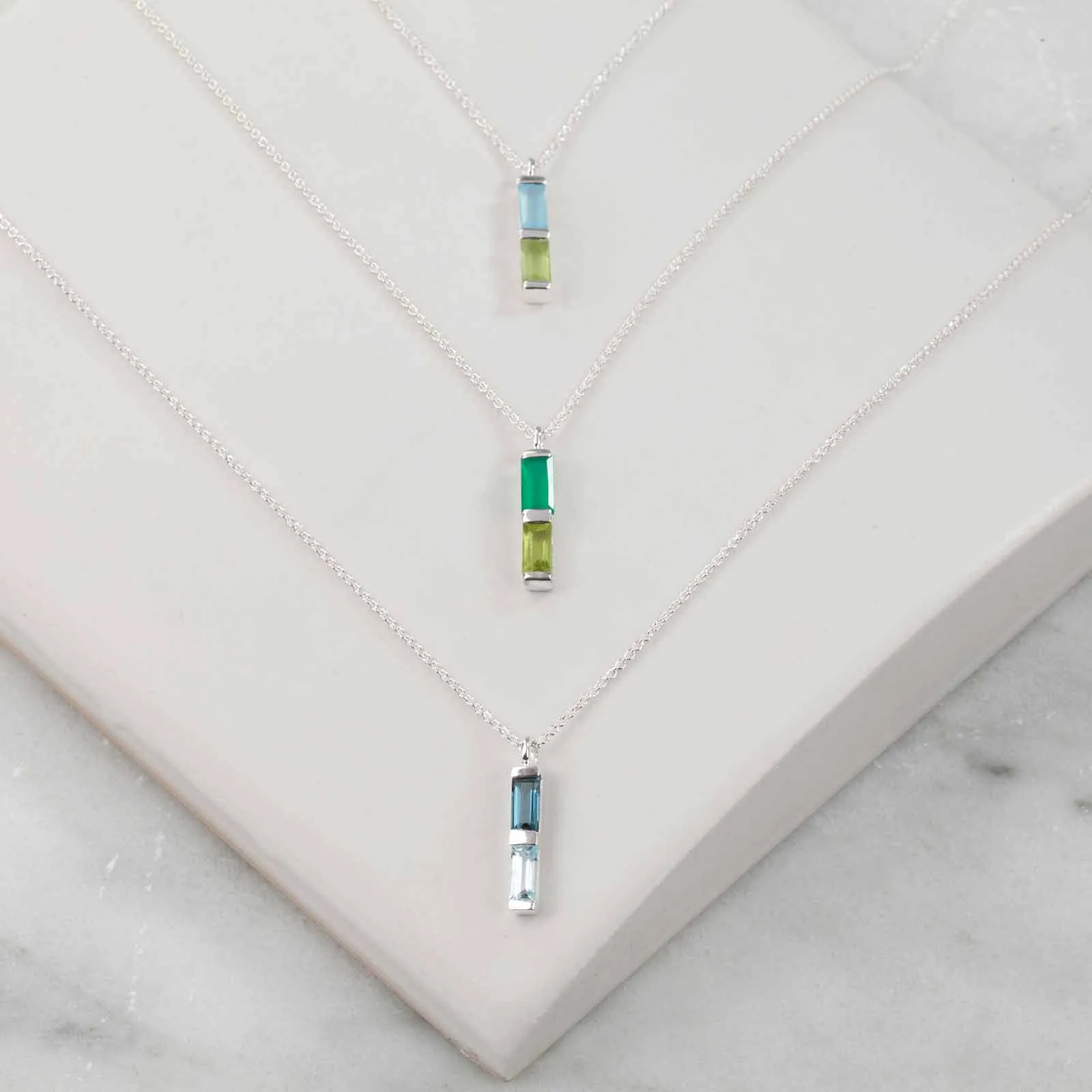 Silver Necklace Blue Topaz Anais