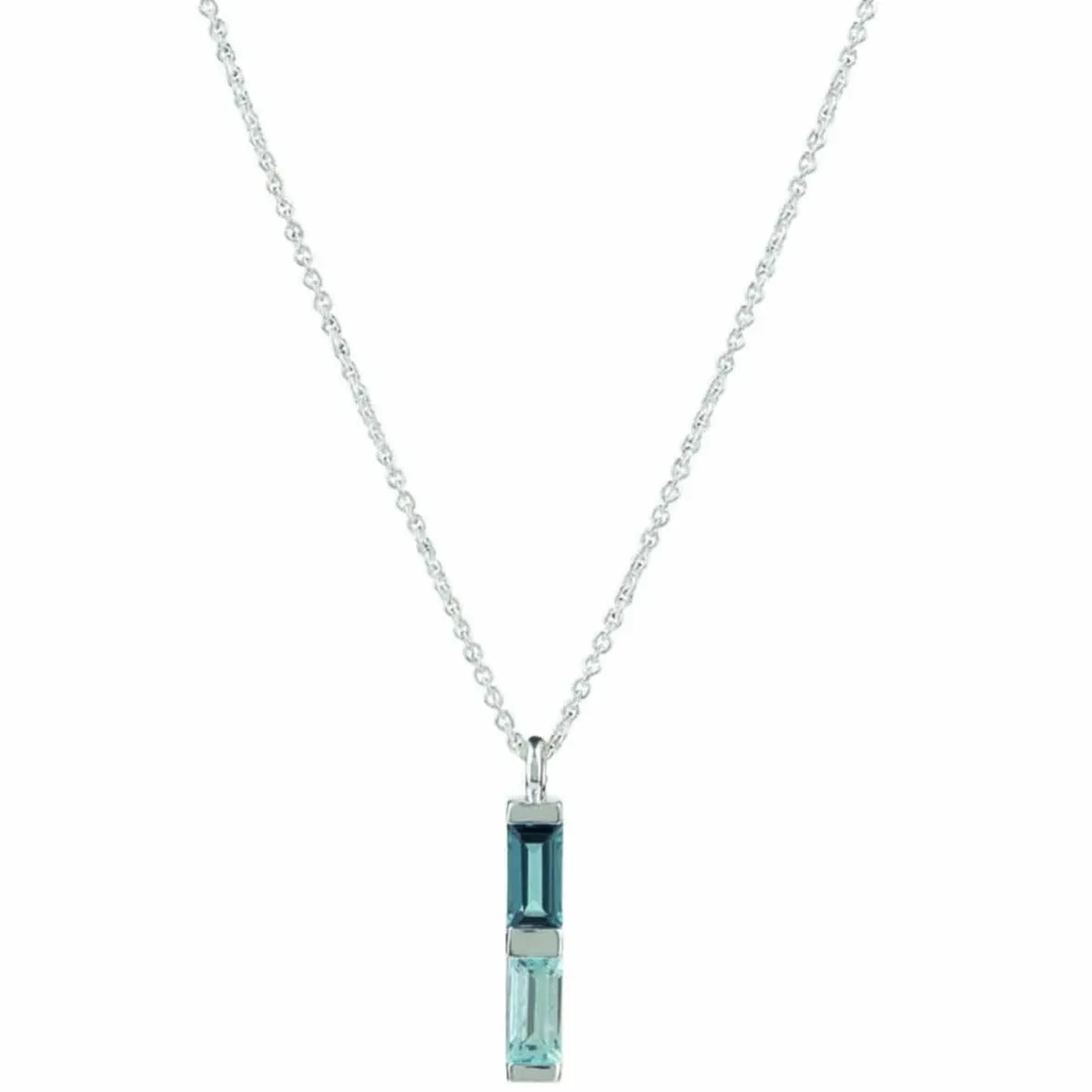 Silver Necklace Blue Topaz Anais