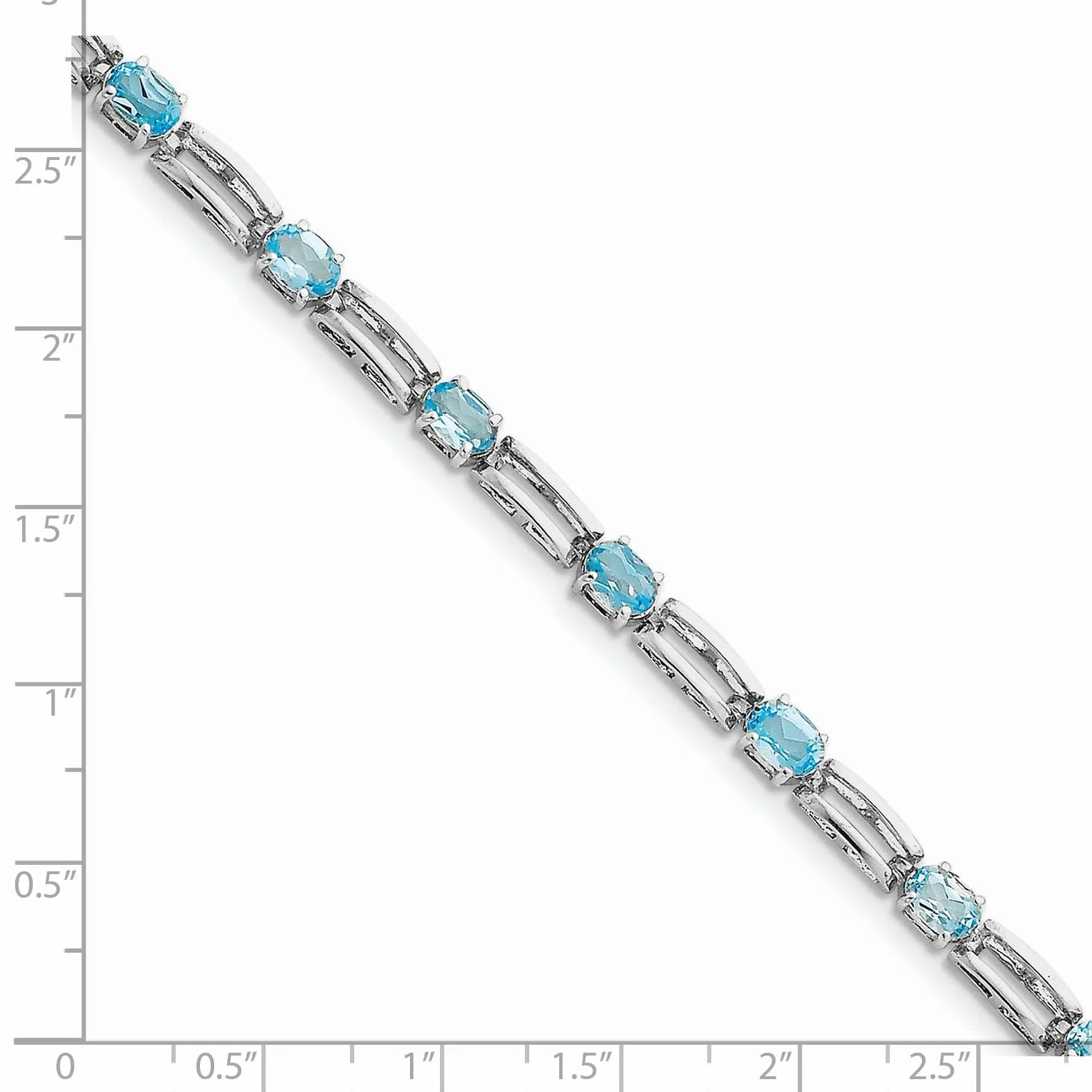 Silver Polished BlueTopaz Gemstone Bracelet