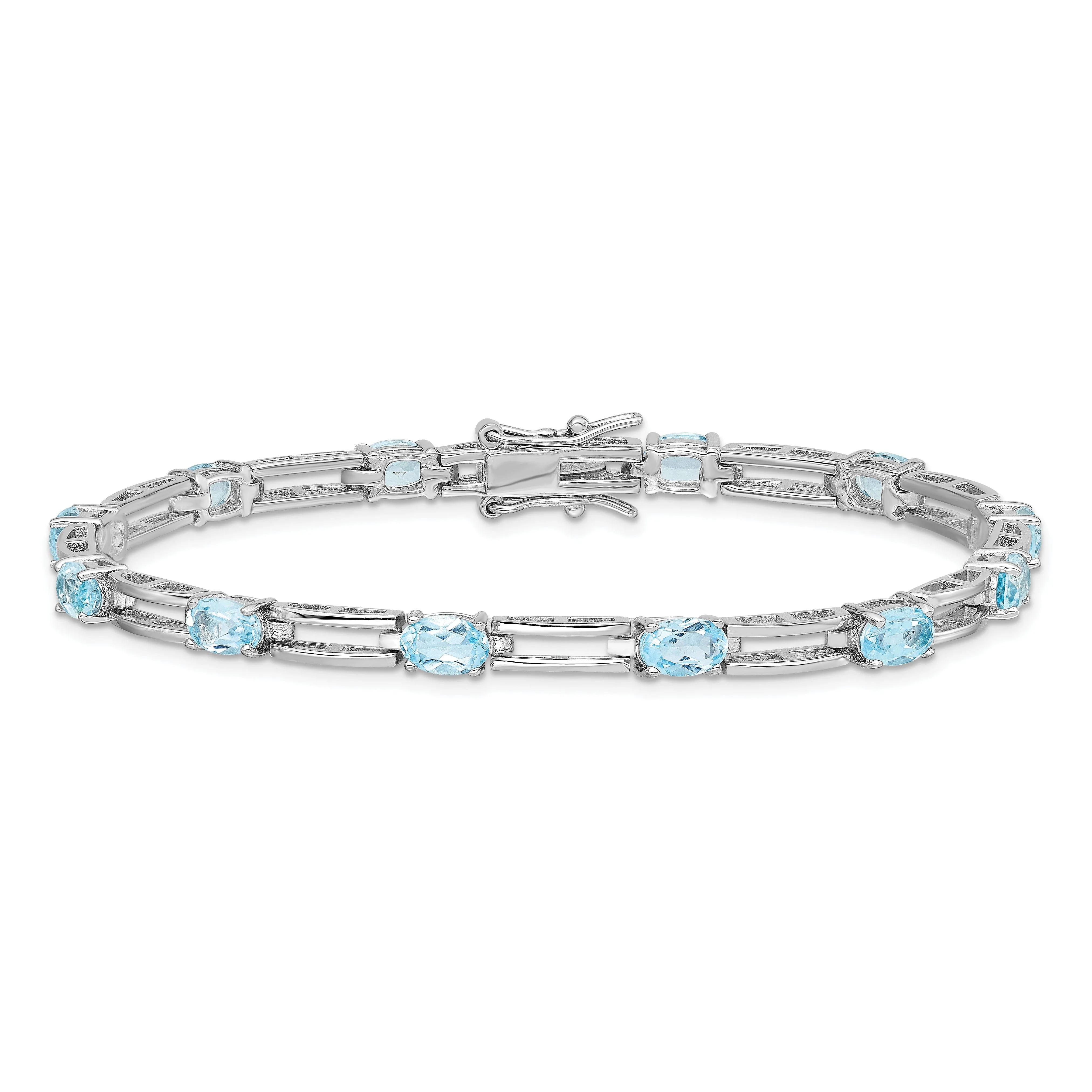 Silver Polished BlueTopaz Gemstone Bracelet
