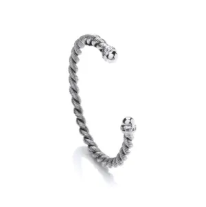 Silver Rope Twist Cuff Bangle