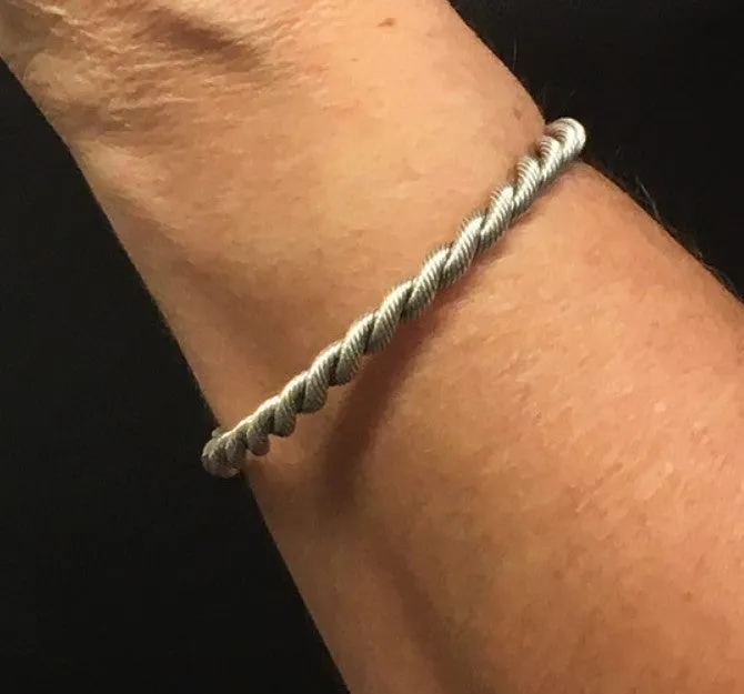 Silver Rope Twist Cuff Bangle