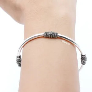 Silver Tribal Openable Bangle