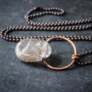 Siv. Rustic Rutilated Quartz Stone Pendant Necklace