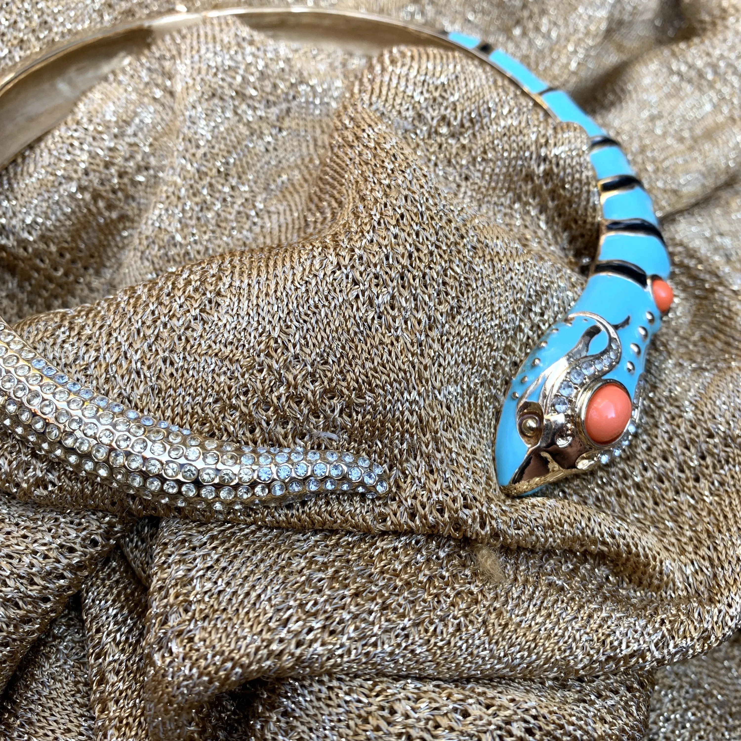 Snake Necklace Turquoise blue enamel choker