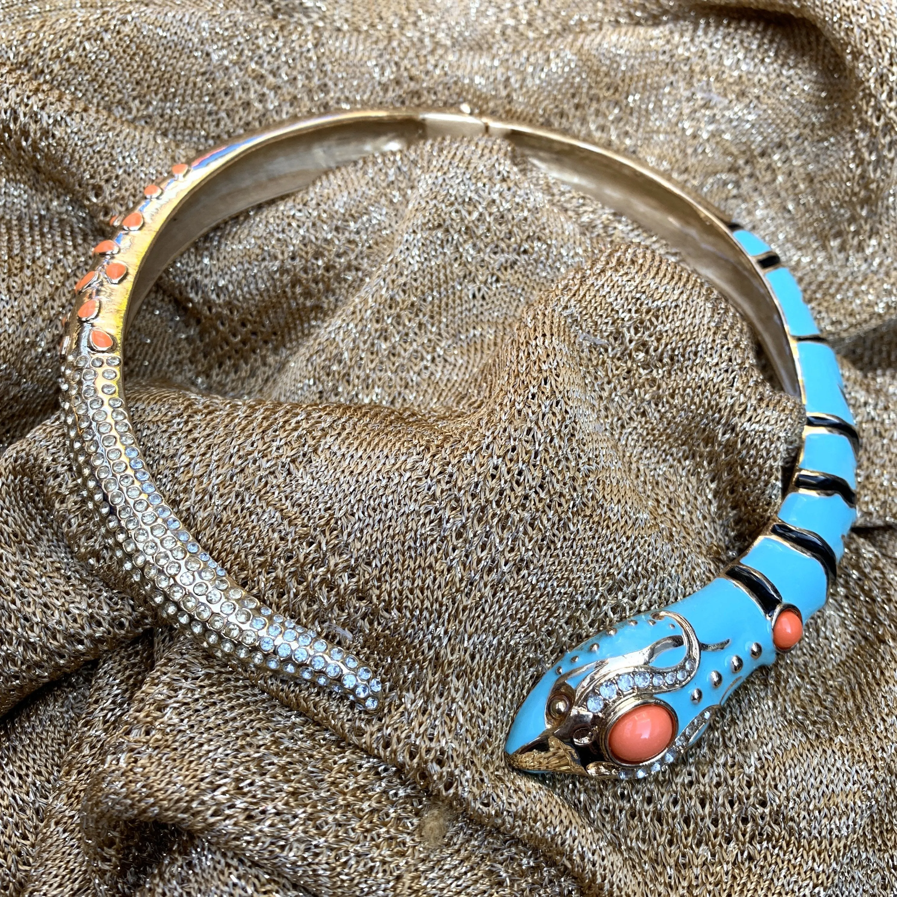 Snake Necklace Turquoise blue enamel choker