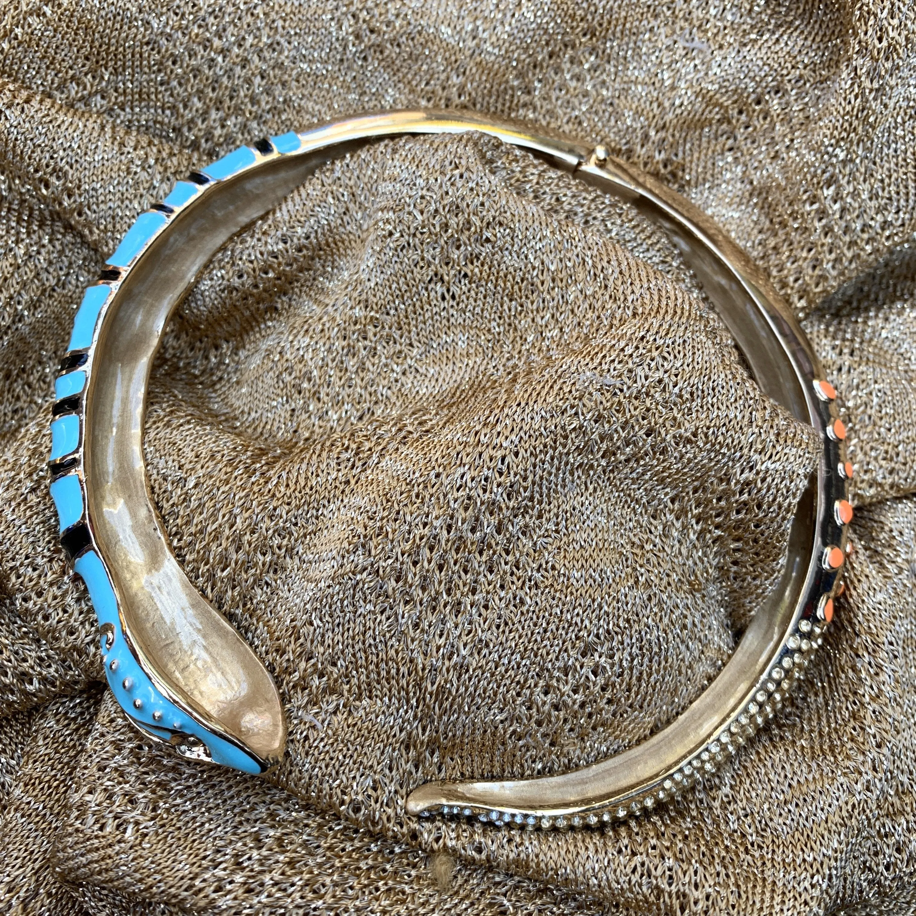 Snake Necklace Turquoise blue enamel choker