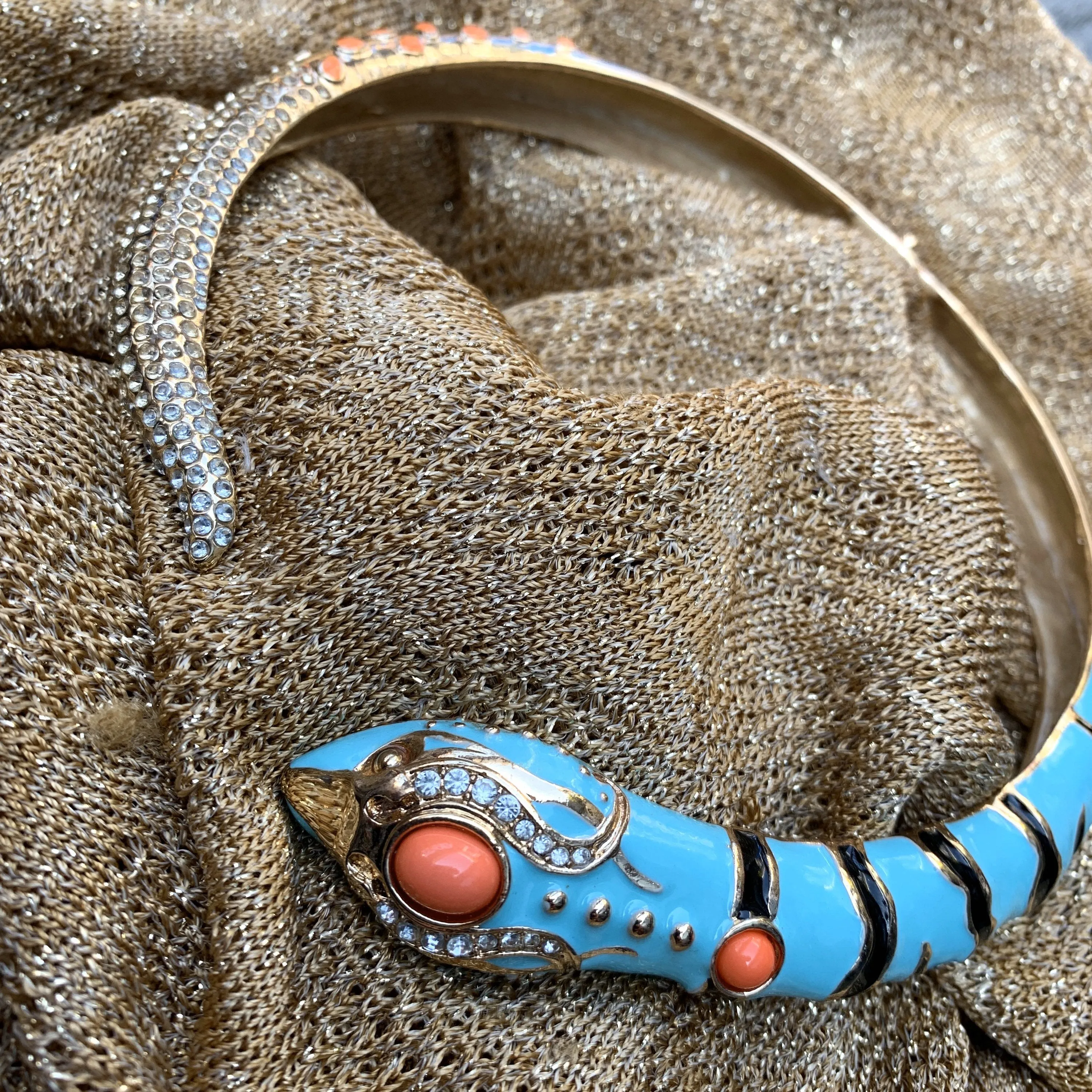 Snake Necklace Turquoise blue enamel choker