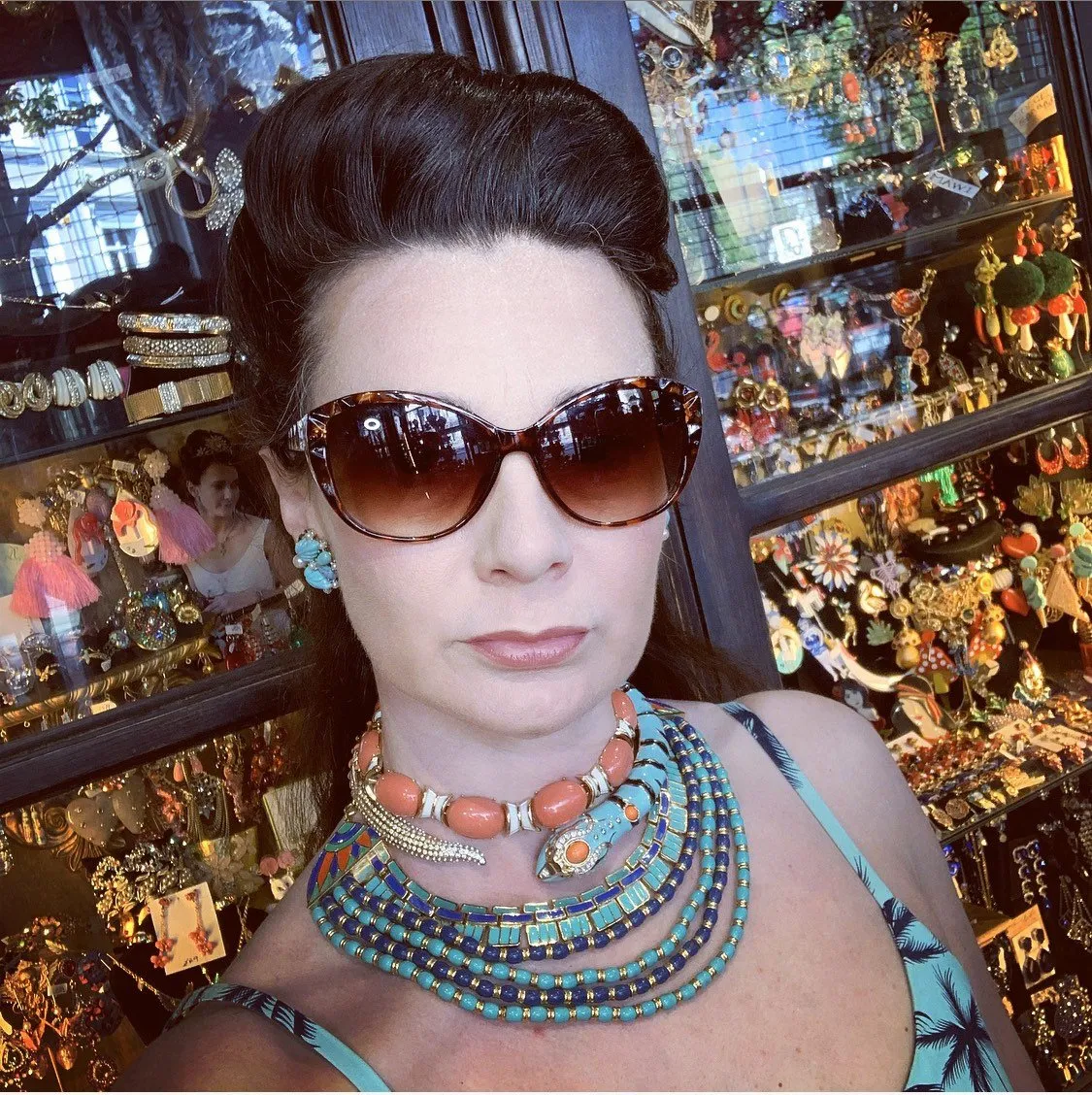 Snake Necklace Turquoise blue enamel choker