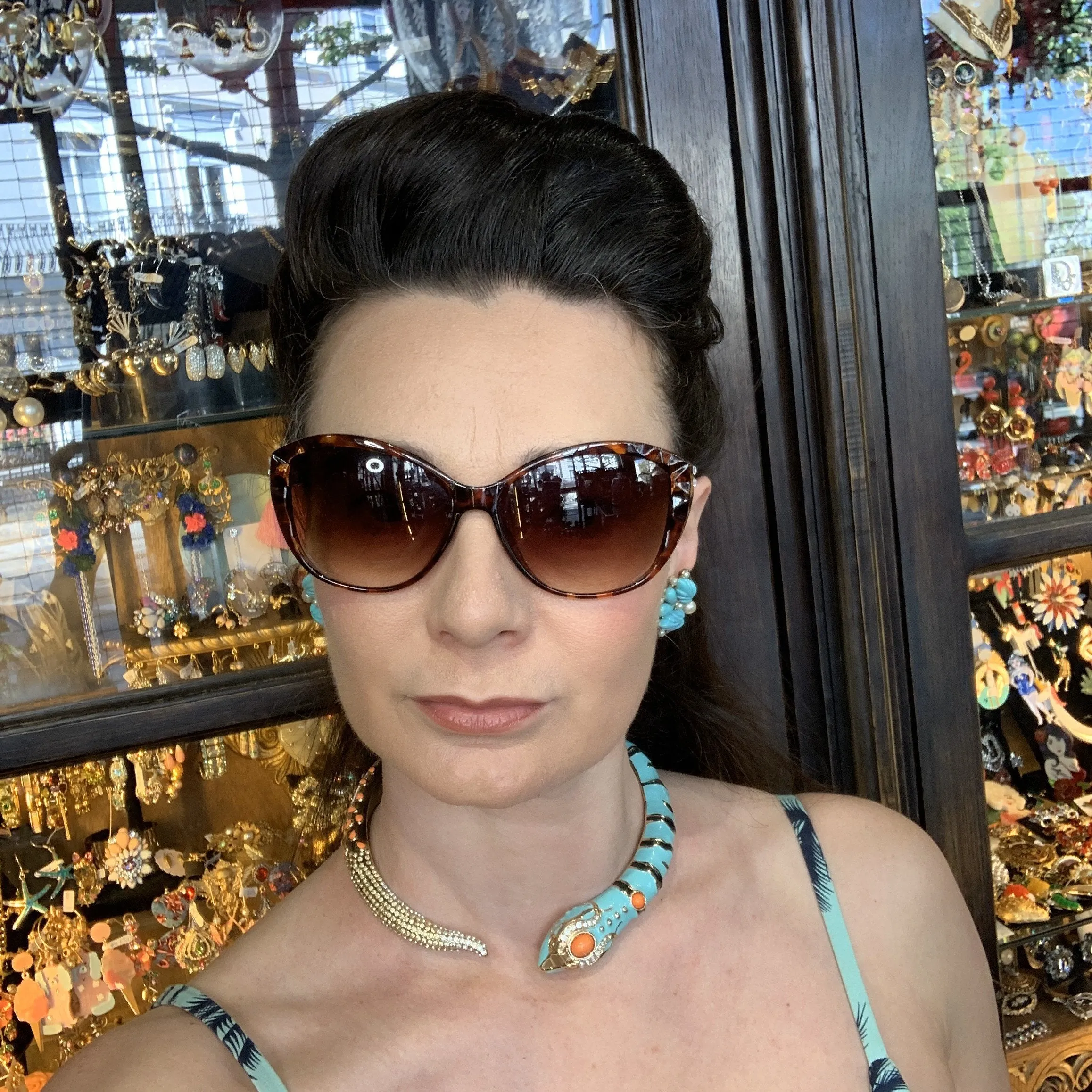 Snake Necklace Turquoise blue enamel choker