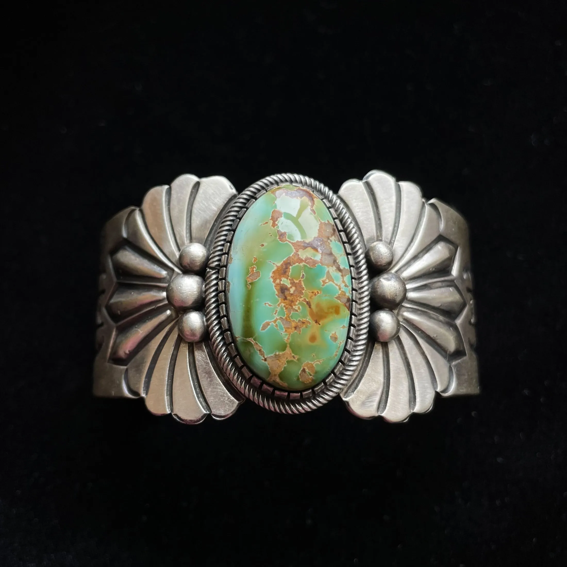 SOLD Ray Bennett Navajo Sterling Silver Turquoise Bracelet 89.4 Grams