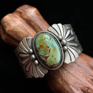 SOLD Ray Bennett Navajo Sterling Silver Turquoise Bracelet 89.4 Grams