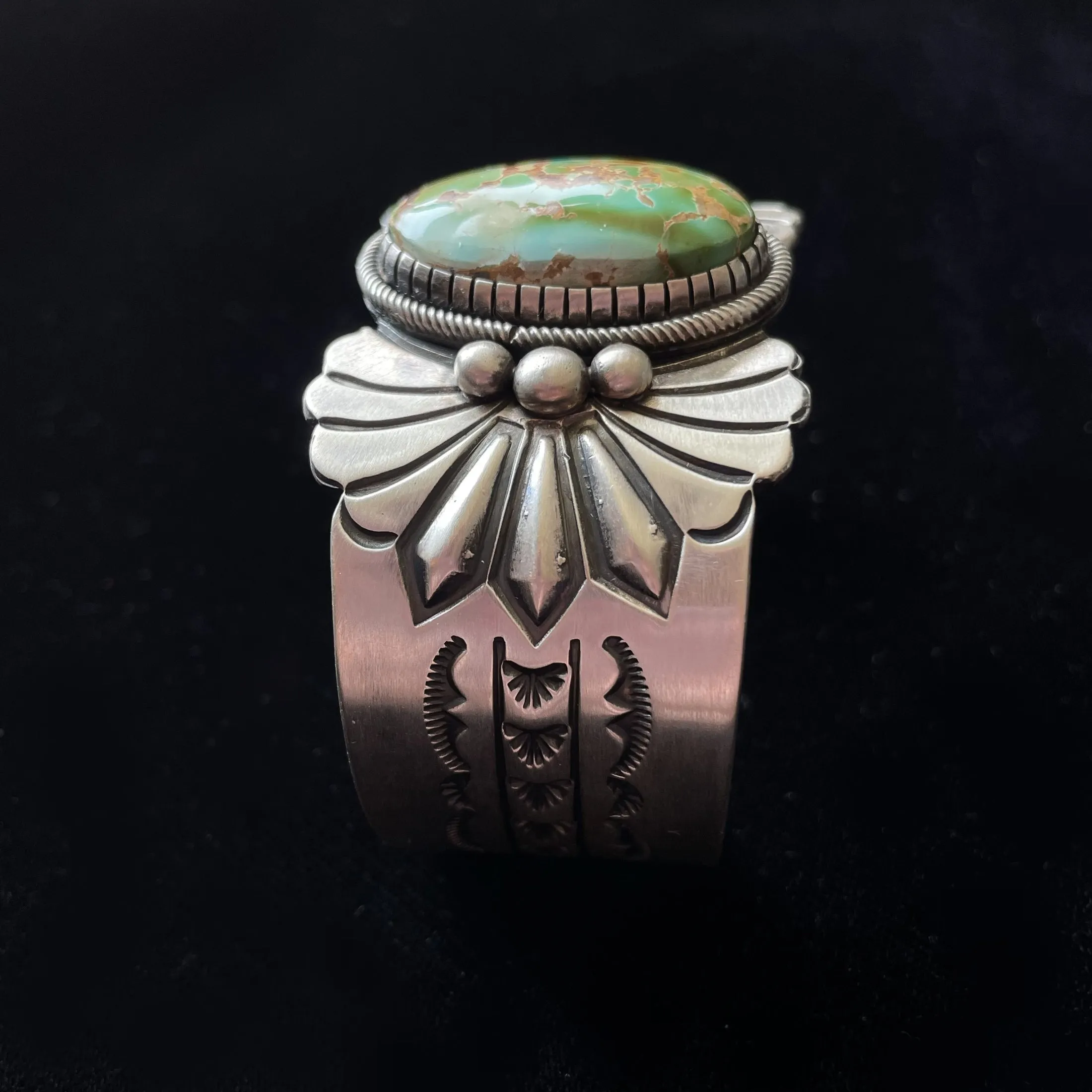 SOLD Ray Bennett Navajo Sterling Silver Turquoise Bracelet 89.4 Grams