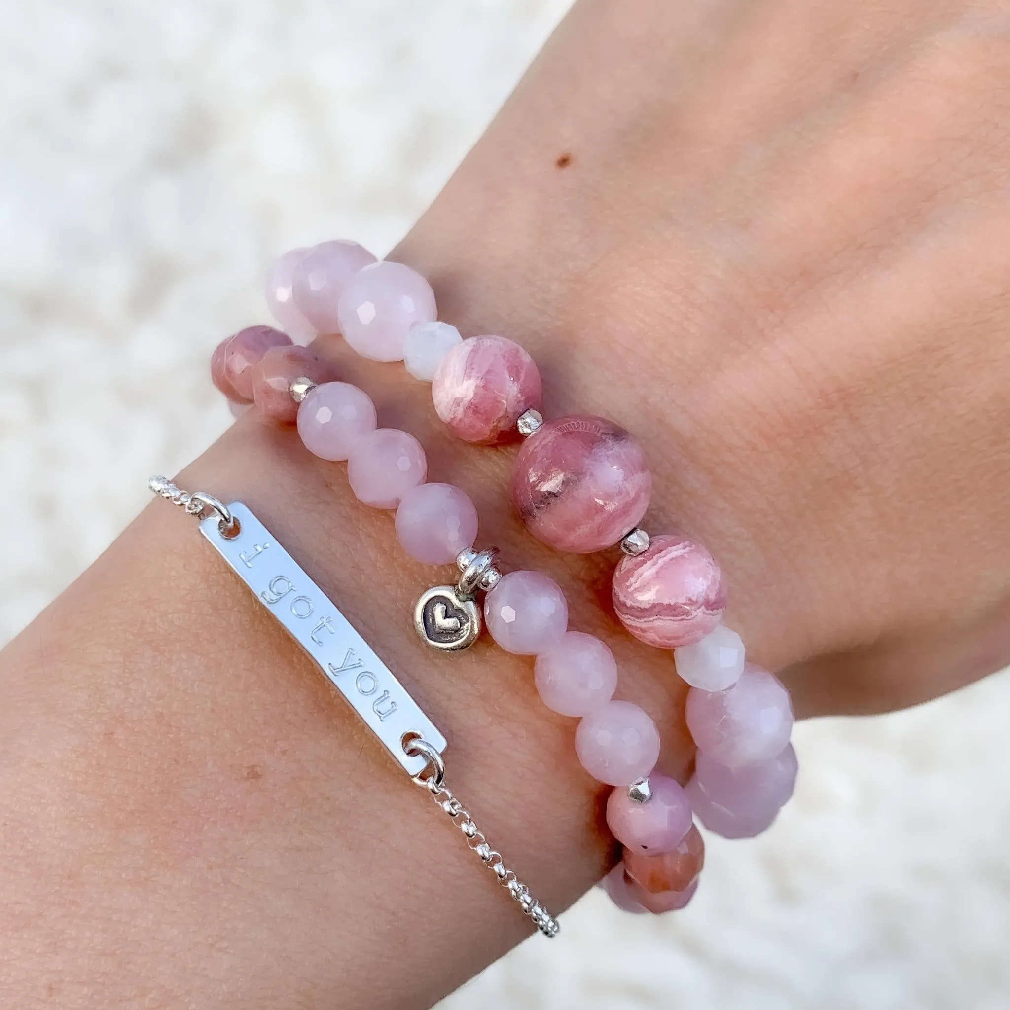Soulmate Bracelet | Rhodochrosite, Rose Quartz, Moonstone