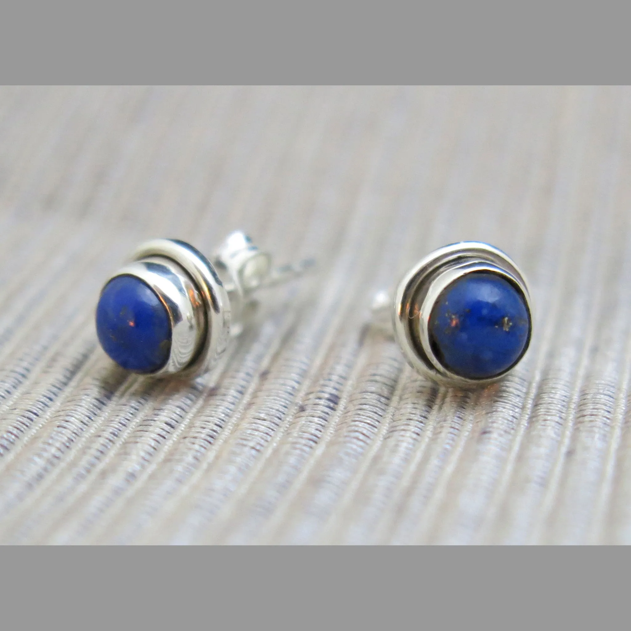Sterling Silver and Lapis Lazuli Stud Earrings