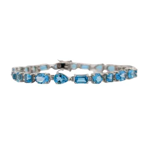 Sterling Silver Blue Topaz Tennis Bracelet