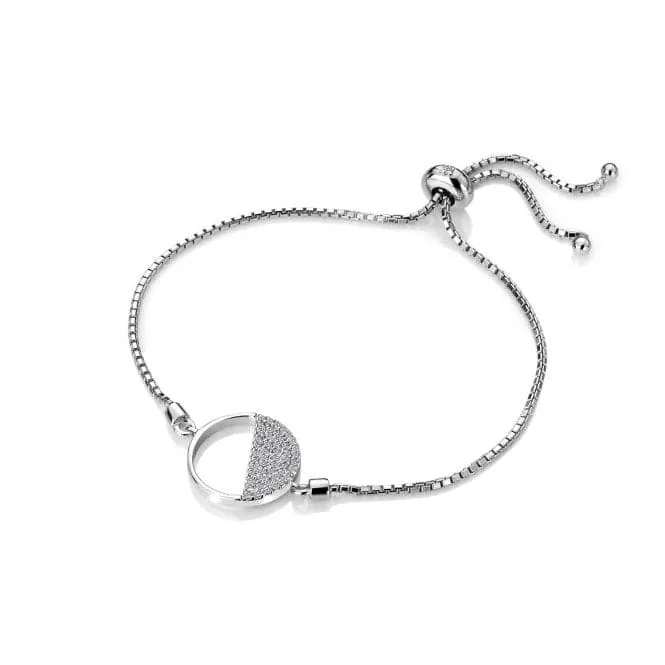 Sterling Silver Horizon White Topaz Circle Bracelet DL601