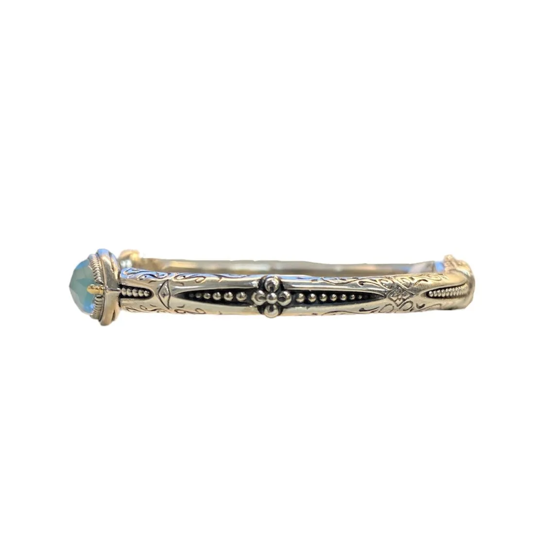 Sterling Silver Rock Crystal & Aquamarine Cuff Bracelet