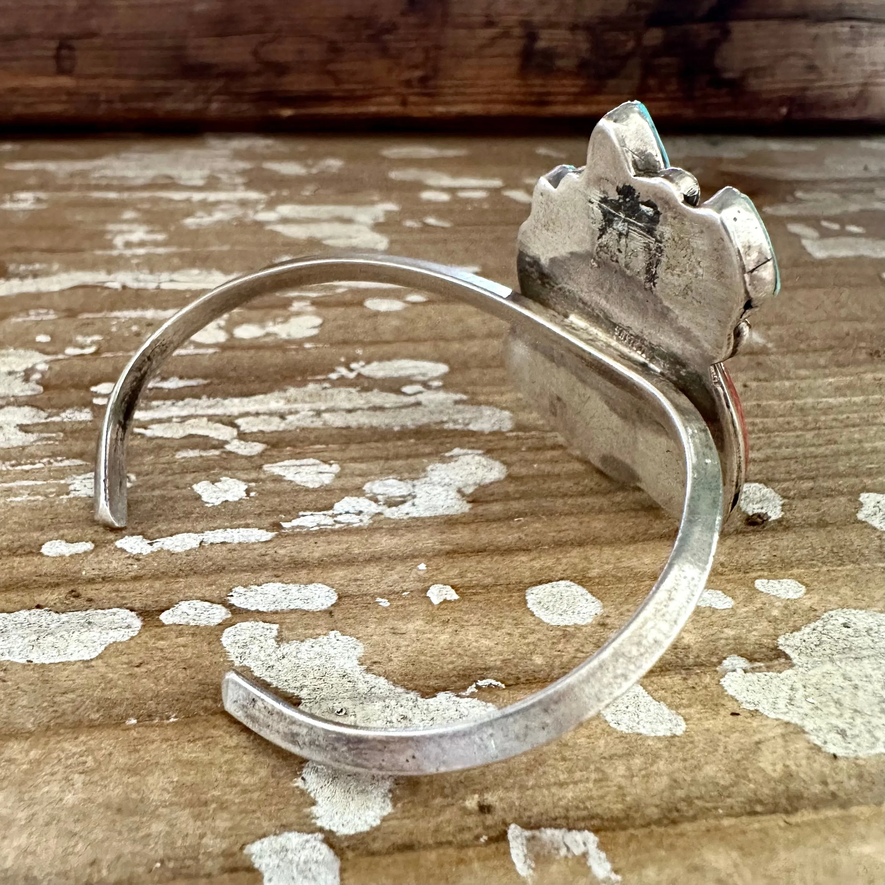 SUMMER BREEZE FB Hallmark Sterling Silver Spiny Oyster and Turquoise Cuff 26g