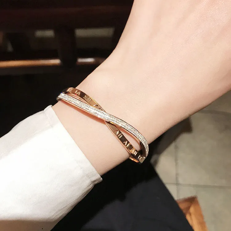 Titanium Steel 18k Gold Cross Bracelet