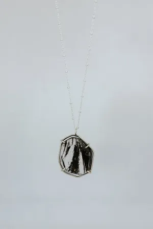 Tourmalated Quartz Slice Necklace - Sterling Silver