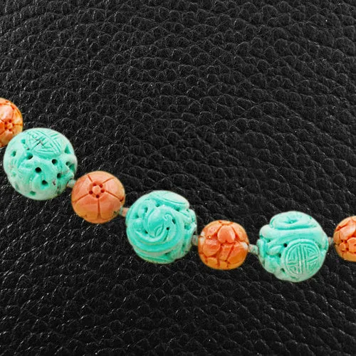 Turquoise & Coral Bead Necklace