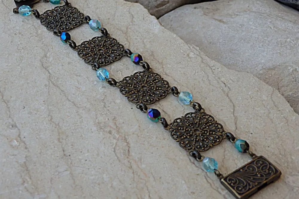 Turquoise brass bracelet