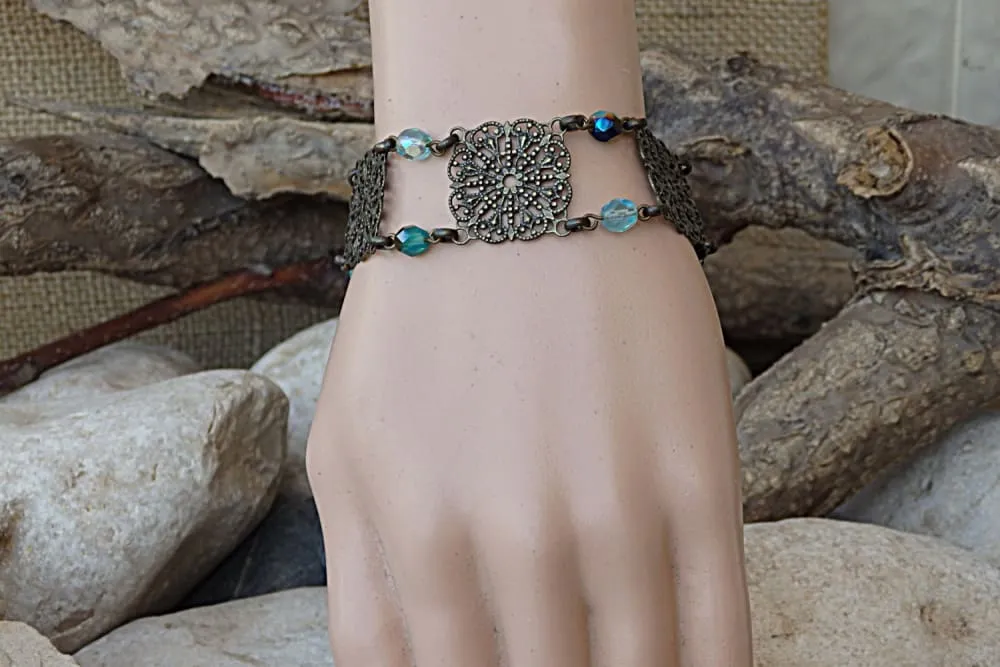 Turquoise brass bracelet