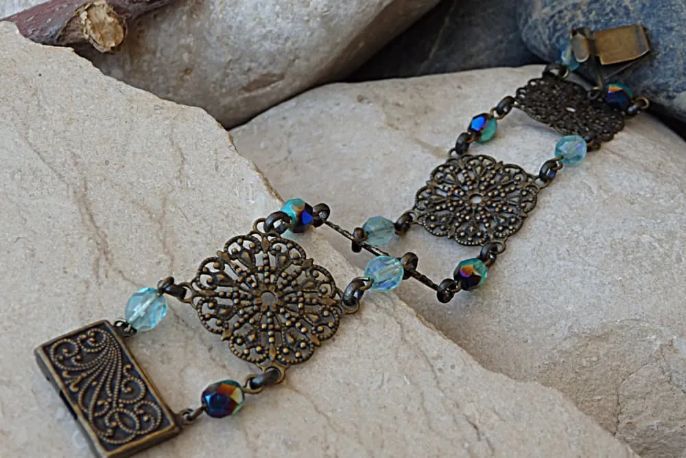 Turquoise brass bracelet
